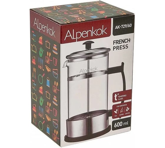 Френч-пресс ALPENKOK 600 мл AK-729/60 24 черный Р1-00017513