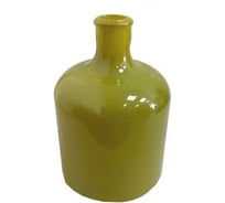 Декоративная ваза-бутылка Никольский завод светотехнического стекла Фисташковый глянец, Сильвер, h-22.3см, d-15см 056521