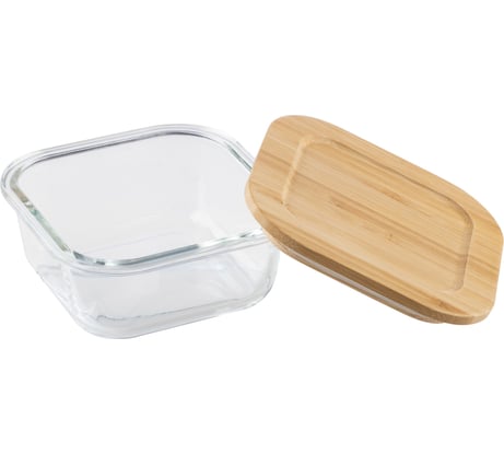 Контейнер Leonord bambu, 500 мл, из жаропрочного стекла, с крышкой из бамбука, квадратный 106021