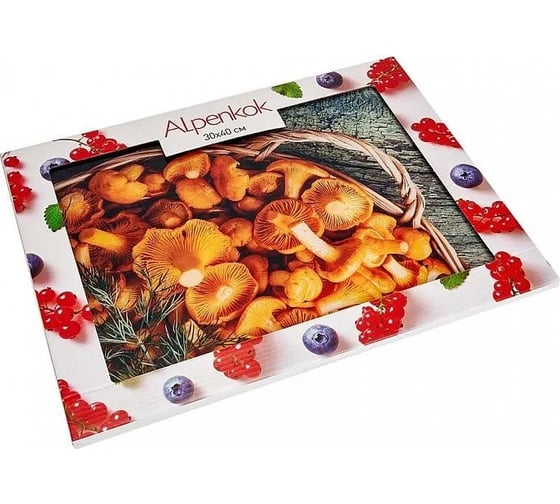 Стеклянная разделочная доска ALPENKOK AK-9056 Грибная 30х40 см 12 Р1-00009760