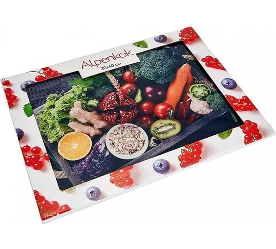 Стеклянная разделочная доска ALPENKOK AK-9054 Фито 30х40 см 12 Р1-00009756