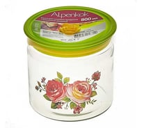 Стеклянная банка ALPENKOK AK-9703 с вакуумной крышкой Пионы 800 мл 36 Р1-00004504