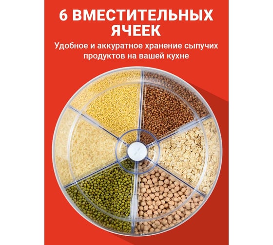 Диспенсер для круп SHINY KITCHEN вращающийся с дозатором, 4,2 кг A8710
