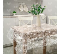 Скатерть Рыжий кот пвх, гибискус, коллекция ажур, размер 110x132 см 106448