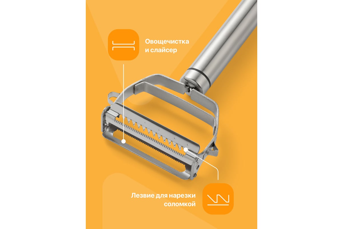 Овощечистка ручная для овощей и фруктов, нож слайсер для нарезки,  картофелечистка SHINY KITCHEN A5602 - выгодная цена, отзывы,  характеристики, фото - купить в Москве и РФ