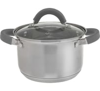 Кастрюля из нержавеющей стали со стеклянной крышкой Webber BE-356/2 d=16, 2.2 л Р1-00017158