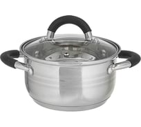 Кастрюля из нержавеющей стали со стеклянной крышкой Webber BE-195/2 d=16, 1.9 л 0R-00004906