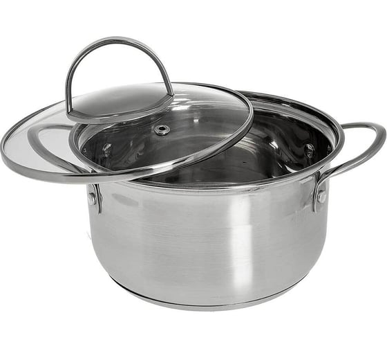 Кастрюля из нержавеющей стали со стеклянной крышкой Webber BE-346/2 d=16, 1.9 л Р1-00010163