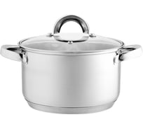 Кастрюля из нержавеющей стали со стеклянной крышкой Webber BE-113/2 d=22, 5.2 л 0Р-00015490