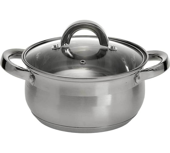 Кастрюля из нержавеющей стали со стеклянной крышкой Webber BE-143/2 d=16, 1.9 л 0R-00004900 1