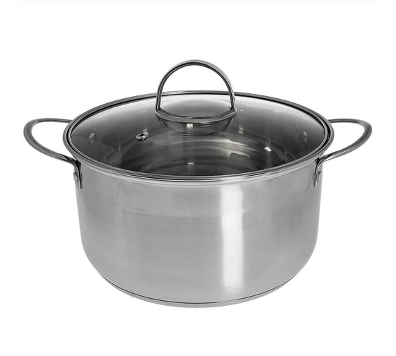Кастрюля из нержавеющей стали со стеклянной крышкой Webber BE-349/2 d=22, 4.8 л Р1-00010167