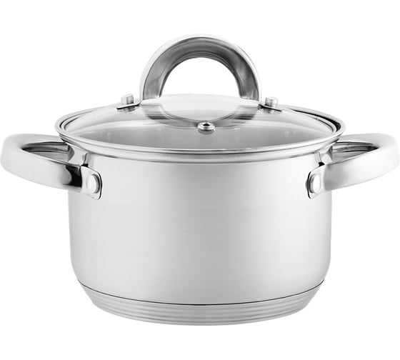 Кастрюля из нержавеющей стали со стеклянной крышкой Webber BE-110/2 d=16, 2.2 л 0Р-00015485