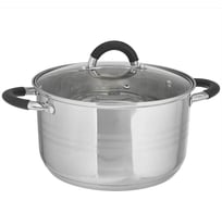 Кастрюля из нержавеющей стали со стеклянной крышкой Webber BE-199/2 d=24, 6.3 л 0R-00004910