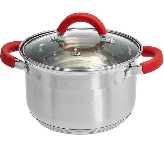 Кастрюля из нержавеющей стали со стеклянной крышкой Webber BE-341/2 d=18, 3.0 л Р1-00010158