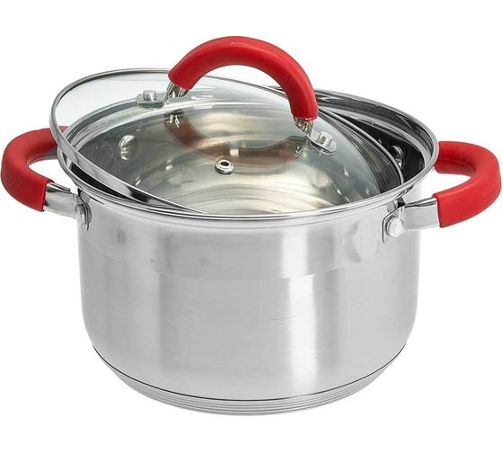 Кастрюля из нержавеющей стали со стеклянной крышкой Webber BE-341/2 d=18, 3.0 л Р1-00010158