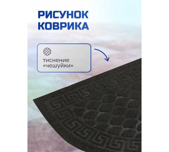 Влаговпитывающий коврик In'Loran с тиснением 40x60 см ХОЛЛ, полукруг черный, арт. 130К-466