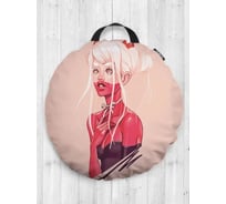 Декоративная подушка-сидушка JoyArty Девушка дьявол на пол круглая, 52 см dsfr_423866