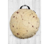 Декоративная подушка-сидушка JoyArty Карта полета на пол круглая, 52 см dsfr_423755