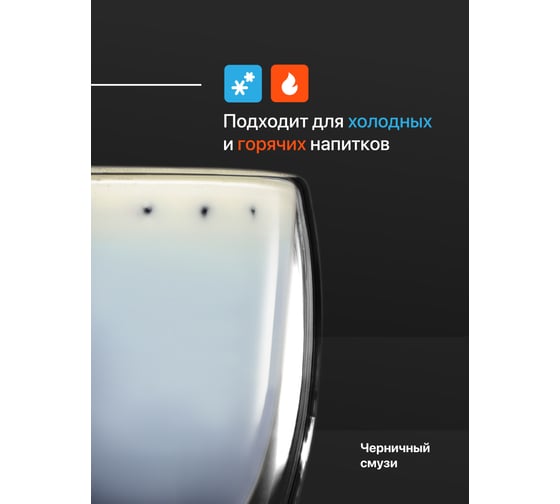 Набор стеклянных стаканов с двойными стенками, прозрачная чашка с двойным стеклом и двойным дном Limpid Side 2 шт., 190 мл Z0001