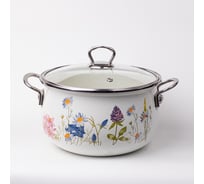 Эмалированная кастрюля Катюша 18 см, 3,0 л, Весна, крышка стекло 6020-300-0
