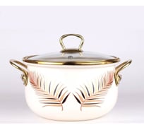 Эмалированная кастрюля Катюша 20 см, 4,0 л, Листья, крышка стекло 4020-400-0