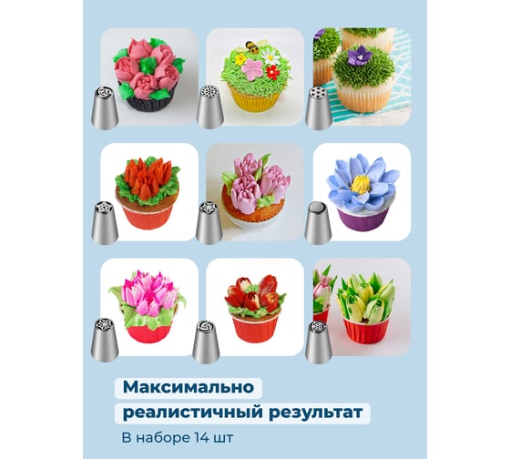 Кондитерский многоразовый мешок с насадками Sugar Day, 14 шт. насадок B0072