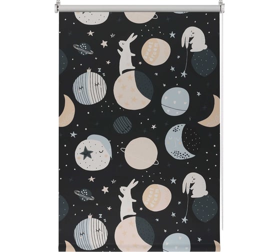 Рулонная штора PRAKTO BLACKOUT PRINT 100x160 см, Лунный заяц, черный 9403217459