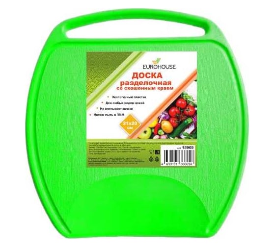 Разделочная доска EUROHOUSE со скошенным краем, 21x20 см 15905