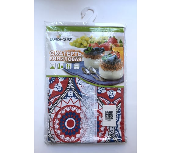 Скатерть EUROHOUSE виниловая, 107x152 см, с кружевной каймой 14136