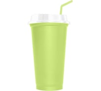 Стакан-тамблер с трубочкой WOWBOTTLES, 400 мл, нежно-зеленый, 12 шт., цена за упаковку КК3278