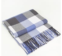 Плед WENGE Optima Eva 140x200, с бахромой, белый/синий/серый 971120