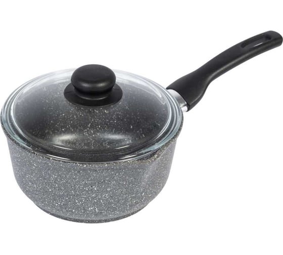 Ковш InHome 0.75 л, стеклянная крышка, серия Magic Water, Мрамор серый IVLM/0.75