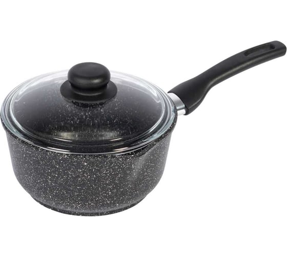 Ковш InHome 0.75 л, стеклянная крышка, серия Stone Power, Гранит IVLS/0.75 1