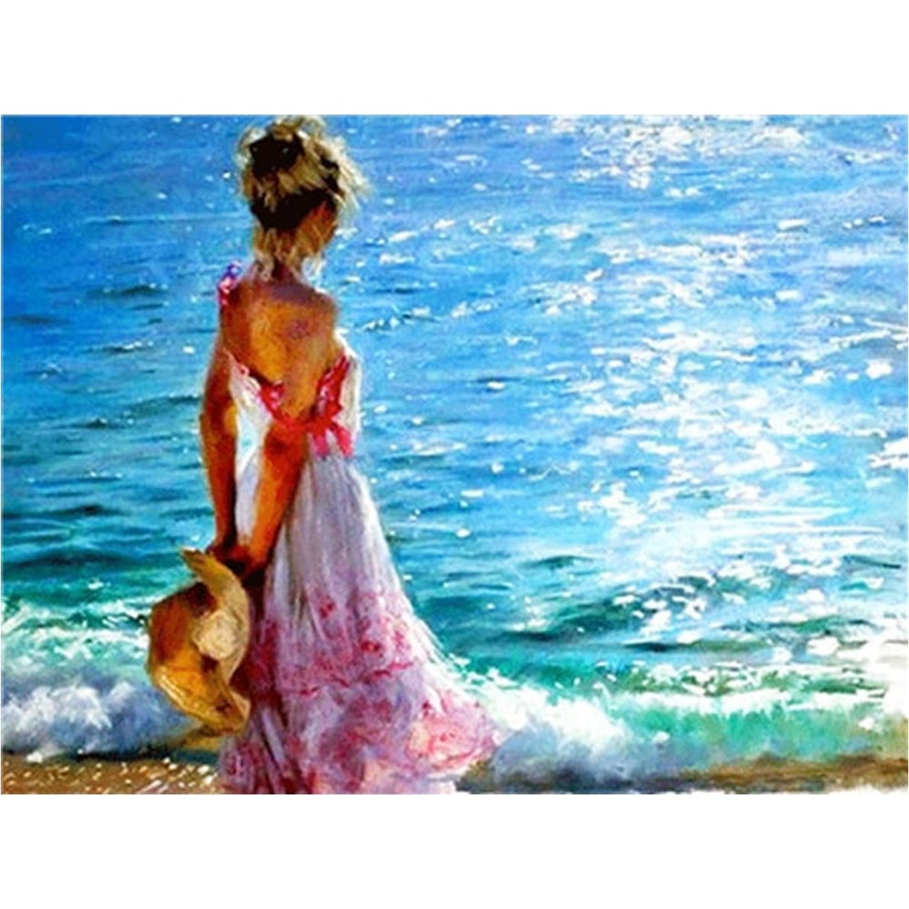 Алмазная мозаика Beroma картина стразами девушка на берегу моря, 30x40 ...