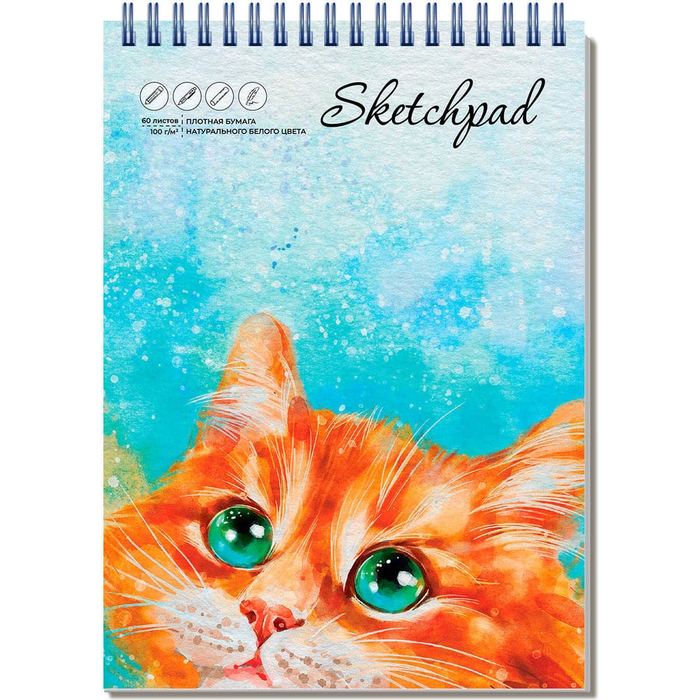 Скетчпад Феникс + Рыжик А5, 140x200 мм, 60 л, блок - белый офсет 100 г ...