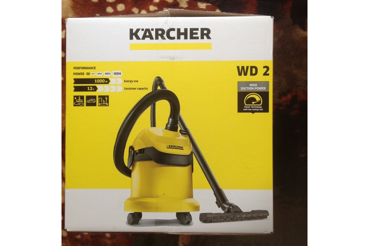 Хозяйственный пылесос Karcher WD 2 1.629-783 - выгодная цена, отзывы,  характеристики, 1 видео, фото - купить в Москве и РФ