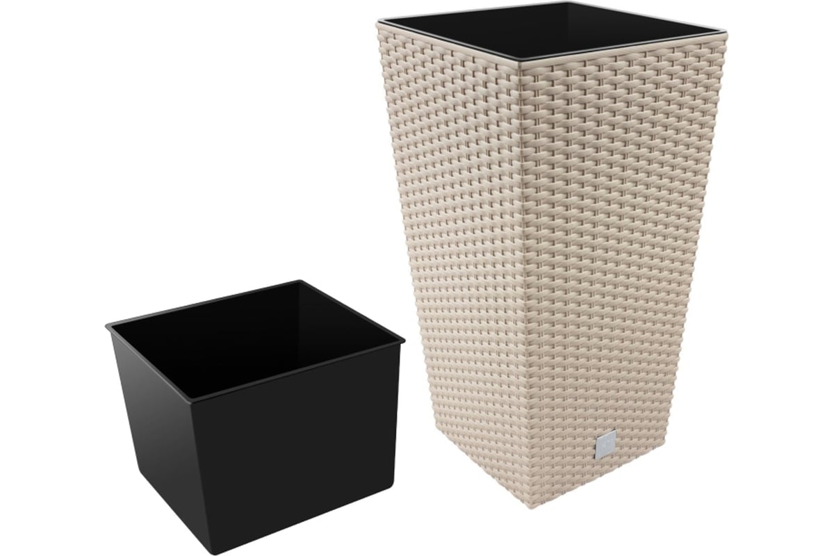 Prosperplast Vaso Quadrato Rato DRTS300-440U, Colore Marrone Scuro, 28,7 X 28,7 X 55 Cm, Per Esterno E Interno