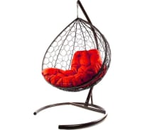 Подвесное кресло ООО Макс Мастер XL с ротангом, коричневое, красная подушка 11120206