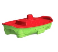 Песочница-бассейн Doloni Корабль с крышкой, красно-салатовая, 71.5х138 см 03355/3