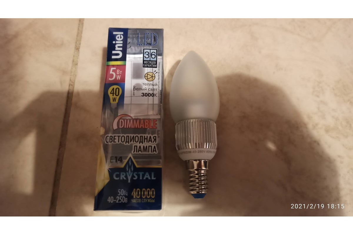 Светодиодная диммируемая пятилепестковая лампа Uniel LED-C37P-5W/WW/E14/FR/DIM ALC03SL 8747