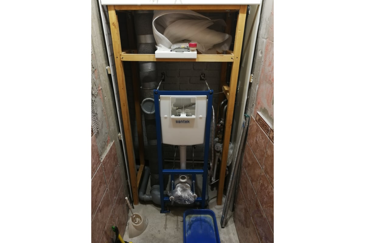 Подвесной унитаз Santek Пэк \"Бореаль\" с сиденьем SC, инсталляция ...