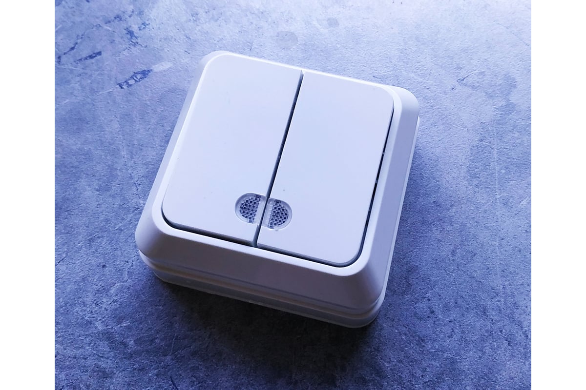 2-клавишный выключатель АБК-СИЛА с подсветкой 10А "АЛЬТАИР" белый ...