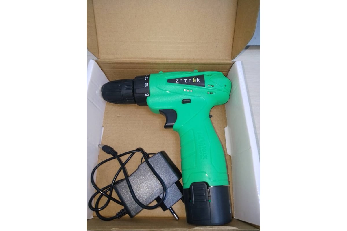 Аккумуляторная дрель Zitrek Green 12 (12В, Li-ion аккумулятор 1шт, ЗУ ...