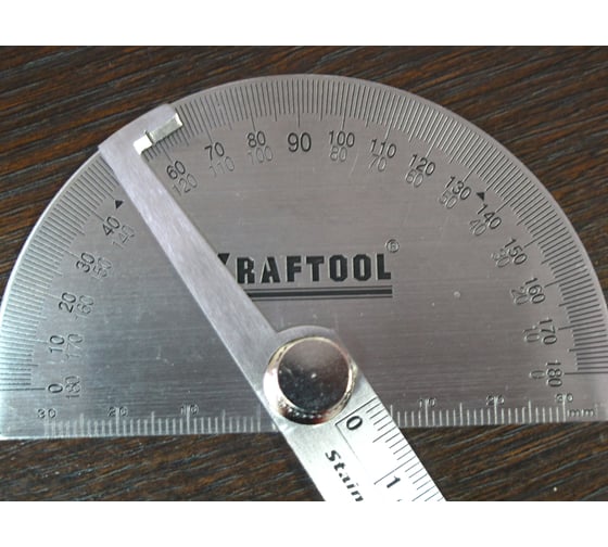 Транспортир с линейкой KRAFTOOL Protractor из нержавеющей стали, 145 мм ...
