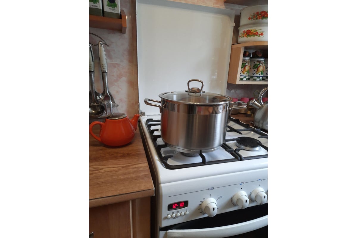 Кастрюля КАТЮША София нержавеющая сталь, 22x15 см, 5,5 л, стеклянная ...