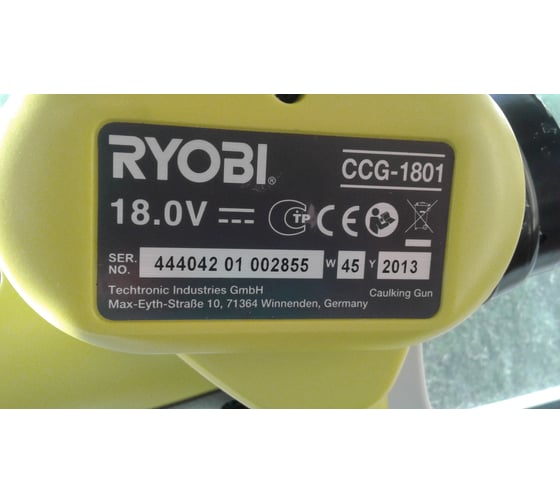 Аккумуляторный пистолет для герметика Ryobi ONE+ CCG1801MHG 5133000192 16
