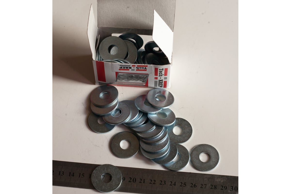 Кузовная оцинкованная шайба DIN9021 М10 50шт - коробка Tech-Krep 105267 ...